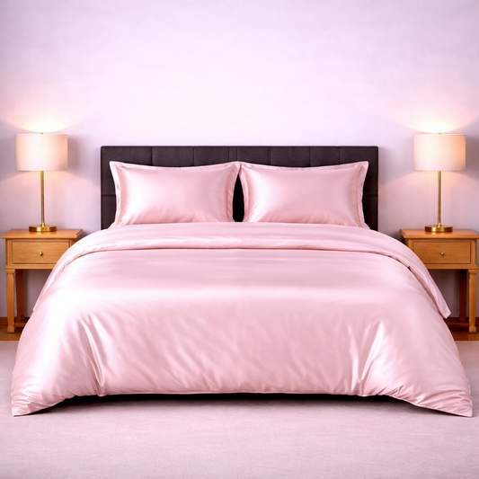 Silk Satin Duvet Cover Set with Fitted Sheet – 4 Pc Premium Bedding Set